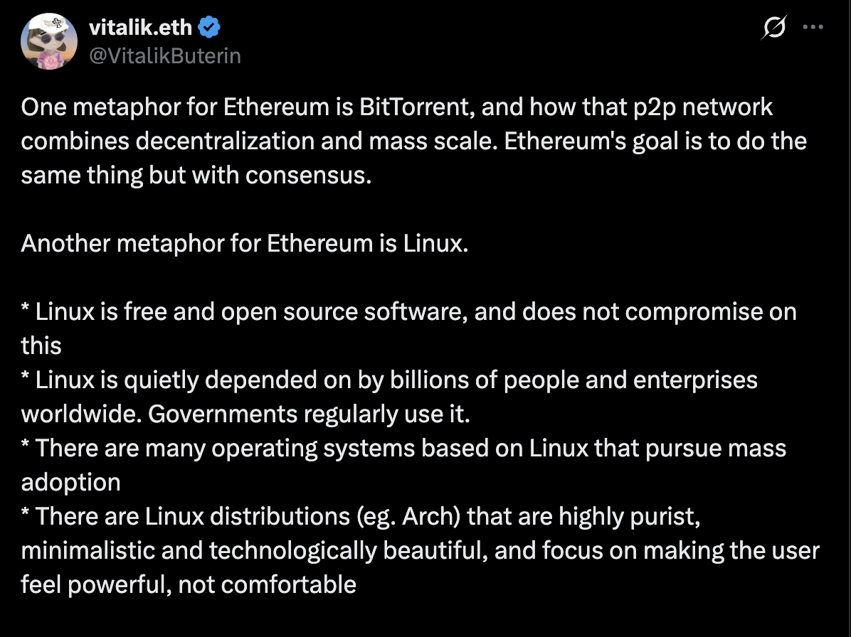 Linux, Ethereum, Vitalik Buterin, Layer2